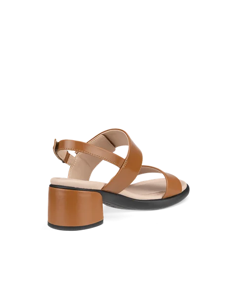 Damskie skórzane sandały na obcasie ECCO® Sculpted Sandal LX 35 - Brązowy - B