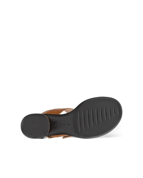 Damskie skórzane sandały na obcasie ECCO® Sculpted Sandal LX 35 - Brązowy - S