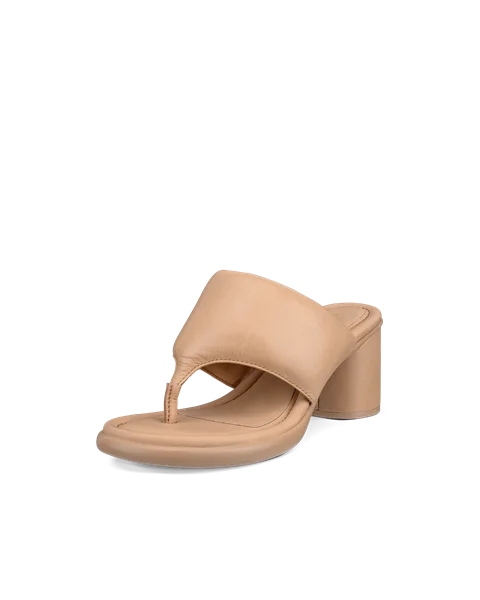 Damskie skórzane sandały na obcasie ECCO® Sculpted Sandal LX 55 - Beżowy - M