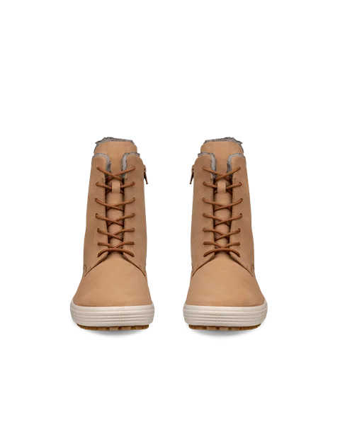 ECCO® Soft 7 Tred mellemhøj støvle i læder til damer - Brun - Front_Pair