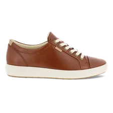 Women's ECCO® Soft 7 Leather Trainer - Brown - Outside