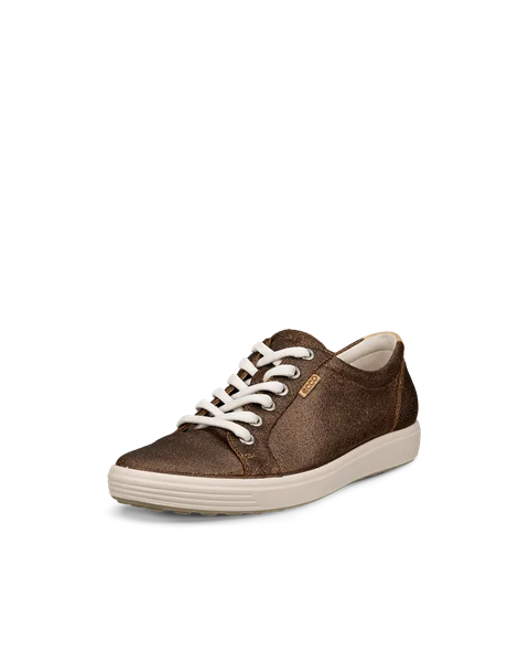 ECCO® Soft 7 Dames leren sneaker - Bruin - M