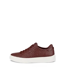 Women's ECCO® Street Tray Leather Trainer - Claret - O