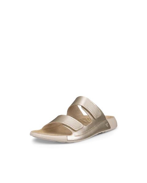 Women's ECCO® Cozmo Leather Two Strap Sandal - Gold - M