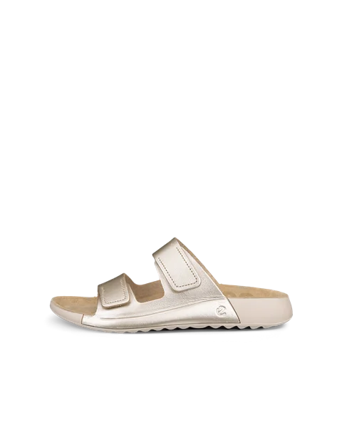 Women's ECCO® Cozmo Leather Two Strap Sandal - Gold - O