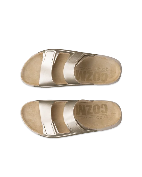 Women's ECCO® Cozmo Leather Two Strap Sandal - Gold - Top_Left_Pair
