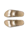 Women's ECCO® Cozmo Leather Two Strap Sandal - Gold - Top_Left_Pair