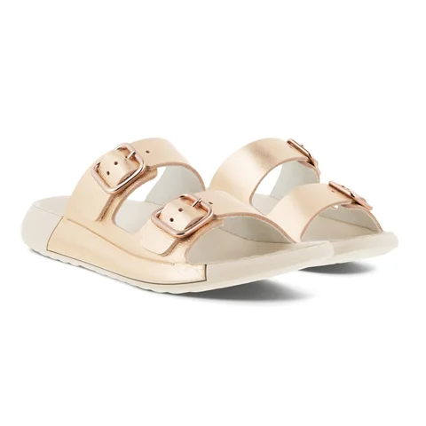 ECCO® Cozmo sandaler i læder med to remme til damer - Guld - Pair