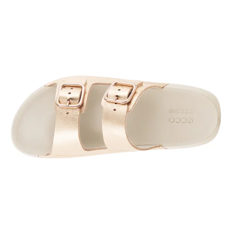 ECCO® Cozmo sandaler i læder med to remme til damer - Guld - Top