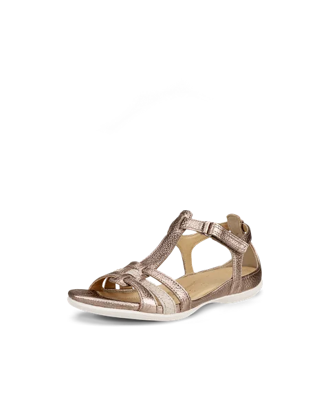 ECCO® Flash ženske kožne sandale s remenom u obloiku slova T - Zlatna - M
