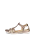 ECCO® Flash ženske kožne sandale s remenom u obloiku slova T - Zlatna - O