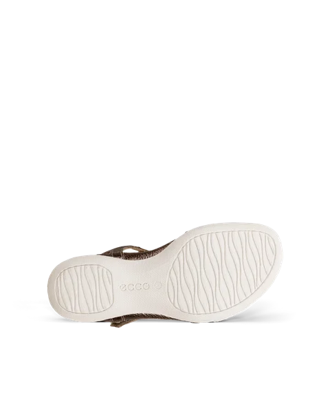 ECCO® Flash ženske kožne sandale s remenom u obloiku slova T - Zlatna - S