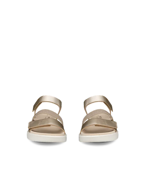 ECCO® Flowt Damen Flache Ledersandale - Gold - Front_Pair