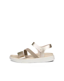 ECCO® Flowt sandale plate en cuir pour femme - Doré - O