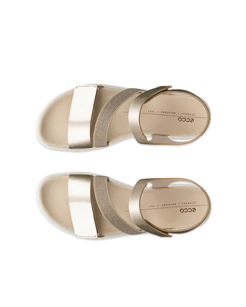 ECCO® Flowt Damen Flache Ledersandale - Gold - Top_Left_Pair