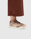 ECCO® Flowt flade sandaler i læder til damer - Guld - Lifestyle_Image_1