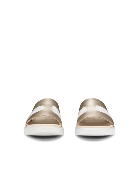 Women's ECCO® Flowt Leather Slider - Gold - Front_Pair
