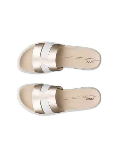 Women's ECCO® Flowt Leather Slider - Gold - Top_Left_Pair