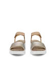 ECCO® Flowt ženske kožne sandale s plutenom platformom - Zlatna - Front_Pair