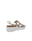 Women's ECCO® Flowt Wedge Cork Leather Cork Heeled Wedge Sandal - Gold - B