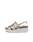Women's ECCO® Flowt Wedge Cork Leather Cork Heeled Wedge Sandal - Gold - O