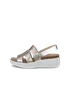 Women's ECCO® Flowt Wedge Cork Leather Cork Heeled Wedge Sandal - Gold - O