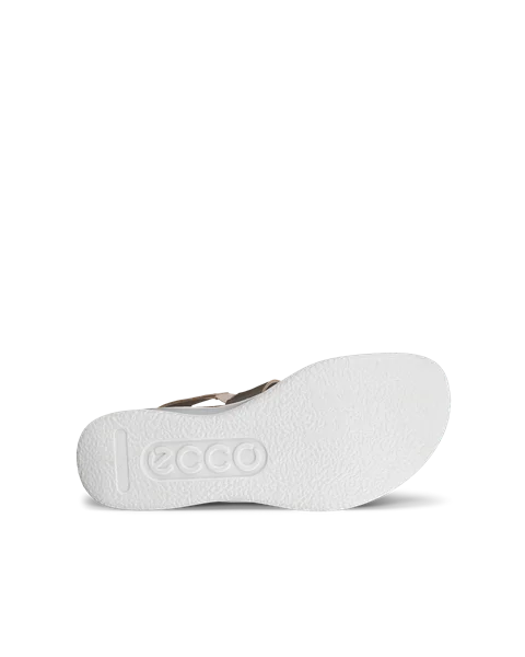 Women's ECCO® Flowt Wedge Cork Leather Cork Heeled Wedge Sandal - Gold - S