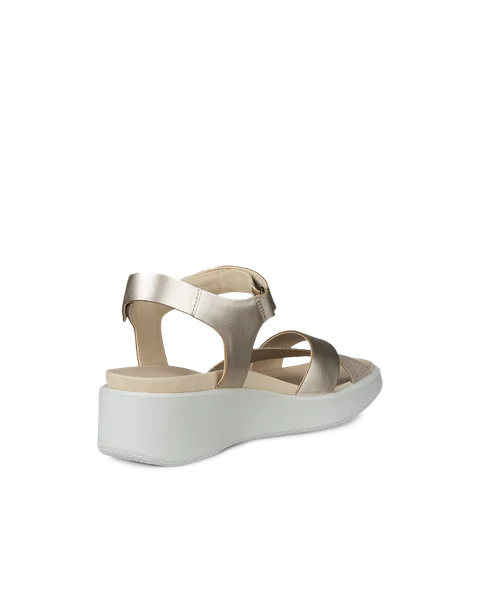 ECCO® Flowt Wedge LX ženske kožne sandale na platformu - Zlatna - B