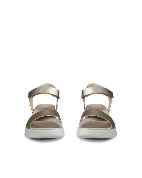 ECCO® Flowt Wedge LX ženske kožne sandale na platformu - Zlatna - Front_Pair