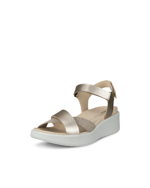 ECCO® Flowt Wedge LX ženske kožne sandale na platformu - Zlatna - M