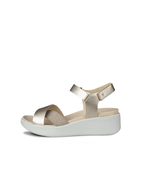 ECCO® Flowt Wedge LX ženske kožne sandale na platformu - Zlatna - O