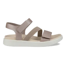 ECCO® Flowt sandale plate en cuir pour femme - Gris - Outside