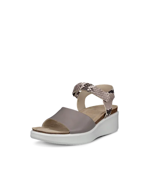 ECCO® Flowt Wedge Cork dame kilesandaler korkhæl skinn - grå - M