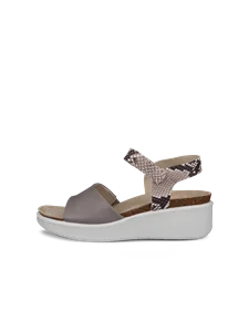 ECCO® Flowt Wedge Cork dame kilesandaler korkhæl skinn - grå - O