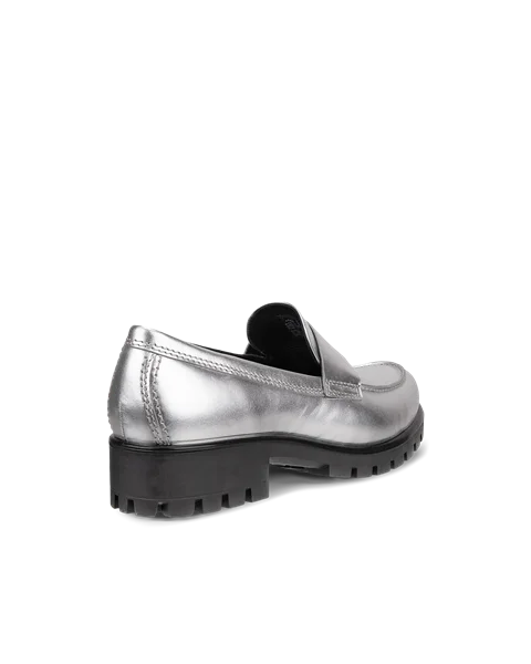 Women's ECCO® Modtray Leather Loafer - Silver - B