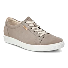 Women's ECCO Soft 7 Leather Trainer - Grey - Main