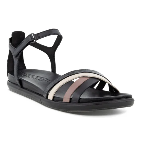 fest Præsident Caius ECCO® Simpil flade sandaler i nubuck til damer | Sort