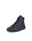 Women's ECCO® Street Tray Leather High-Top Trainer - Navy - M