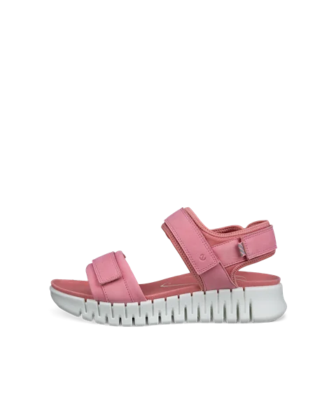 Women's ECCO® Gruuv Sol Nubuck Heeled Sandal - Pink - O