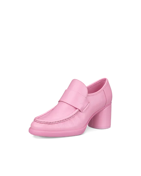 Women's ECCO® Sculpted LX 55 Leather Block-Heeled Loafer - Pink - M