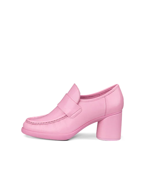 Women's ECCO® Sculpted LX 55 Leather Block-Heeled Loafer - Pink - O