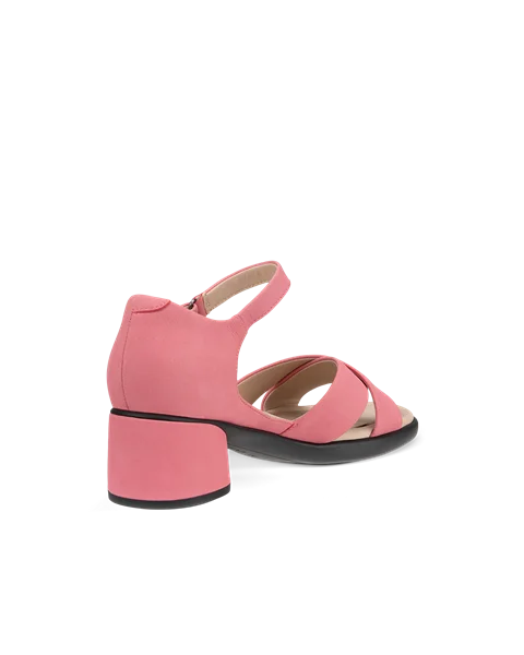 Damskie nubukowe sandały na obcasie ECCO® Sculpted Sandal LX 35 - Różowy - B