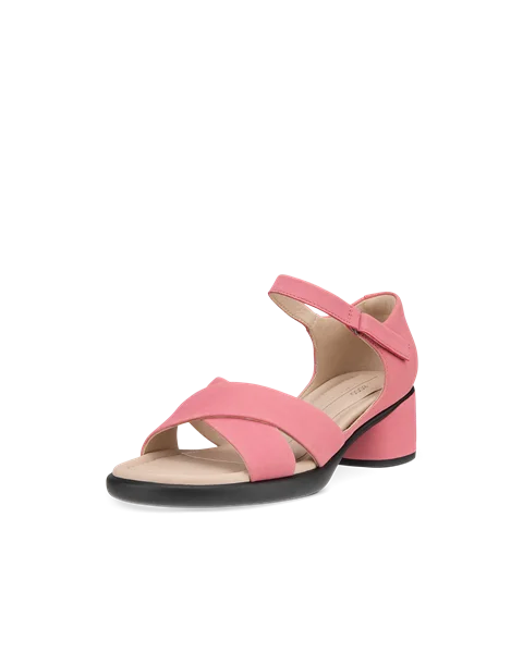 Damskie nubukowe sandały na obcasie ECCO® Sculpted Sandal LX 35 - Różowy - M