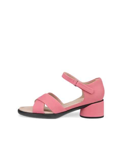Damskie nubukowe sandały na obcasie ECCO® Sculpted Sandal LX 35 - Różowy - O