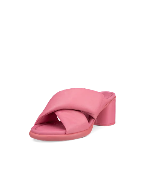 Damskie skórzane sandały na obcasie ECCO® Sculpted Sandal LX 55 - Różowy - M