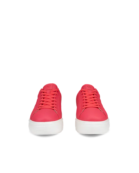 Women's ECCO® Street Platform Leather Platform Trainer - Pink - Front_Pair