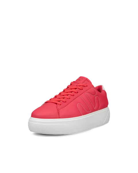 Women's ECCO® Street Platform Leather Platform Trainer - Pink - M