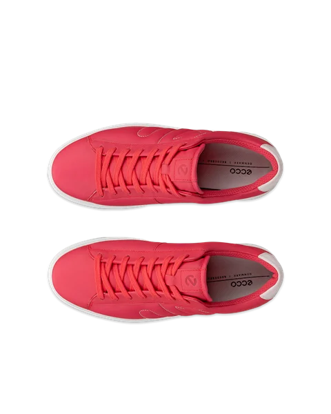 Women's ECCO® Street Platform Leather Platform Trainer - Pink - Top_Left_Pair