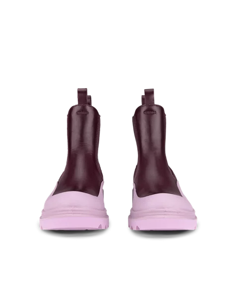 ECCO® Grainer botte Chelsea en cuir pour femme - Violet - Front_Pair