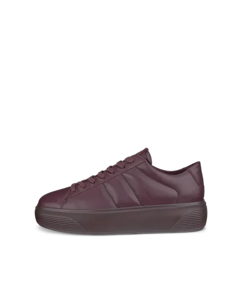 Women's ECCO® Street Platform Leather Platform Trainer - Purple - O